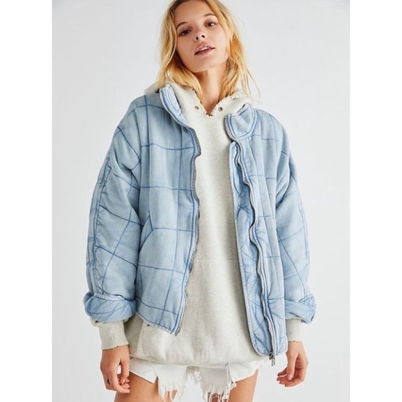 Free People Jackets & Blazers - Free People Dolman Quilted Knit Jacket in Rainwater Blue